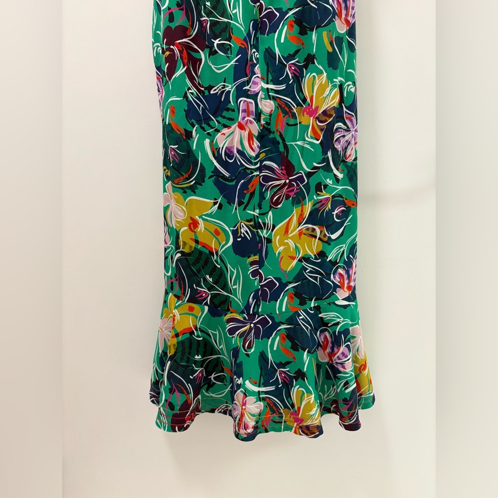 Saloni Jennie Ruffle Silk Dress Emerald Kingcup Size 2 - Picture 9 of 15